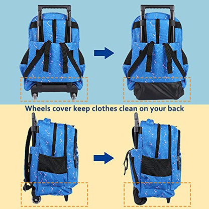 seastig Rolling Backpack 18in Double Handle Backpack Kids Wheeled Backpack Roller Backpack with Lunch Bag Set Girls Boys - color: White Horse