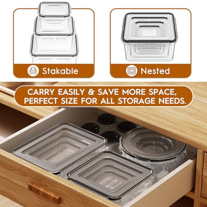 44 PCS Food Storage Containers with Lids Airtight (22 Containers & 22 Lids), Leak proof Meal Prep Container Set for Kitchen Storage, BPA-free, PVC-free Plastic, Microwave/Dishwasher Safe, Labels & Pen - color: 44 Piece