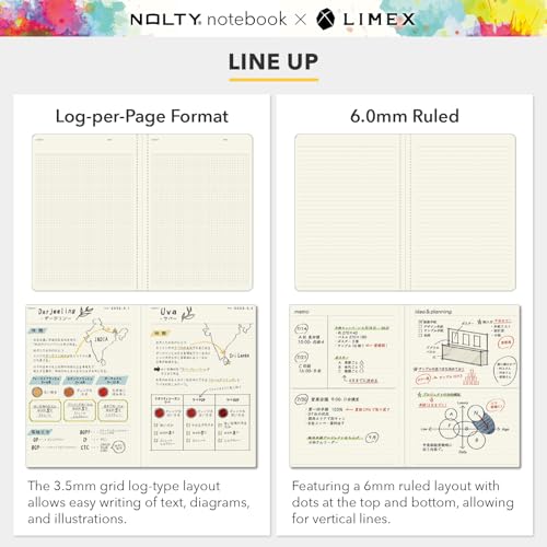 NOLTY NOTE × LIMEX, A5 Ruled Line Notebook, 6.00mm, 176 Sheets, Lime White, NTL1312 - color: Ruled Line: Lime White