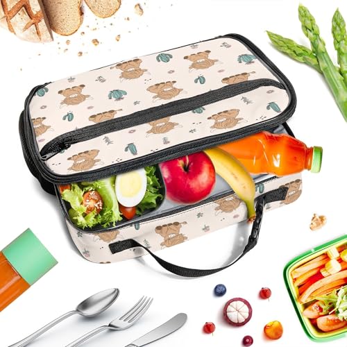 WOBAGMEN Highland Cow Lunch Box for Kids, Cute Insulated Lunch Bag for Boys Girls,Waterproof Lunch Box with Water Bottle Holder for Teens Adults Picnic Travel Back to School (Highland Cow Cactus) - color: Highland Cow Cactus