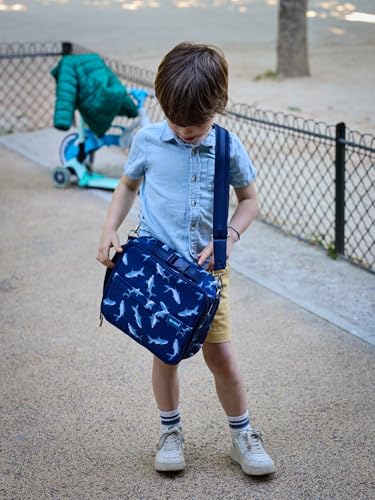 Yumbox Kids Lunch Bag, Holds Lunch Box and Water Bottle, 3 Ways to Carry, Zip Closure, Inside Zipper Netting, Wipe Clean Fabric with EVA lining for extra insulation, Shark - color: Shark