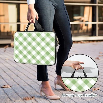 Laptop Sleeve Case Bag 13 inch, Green and White Checkered Slim Carrying Case Handbag Travel Laptop Bag for 13 inch MacBook Air M3/M2/Pro M2/ 13" iPad Pro/Air M4/M2 2024 - color: Green and White Checkered, size: 13 inch