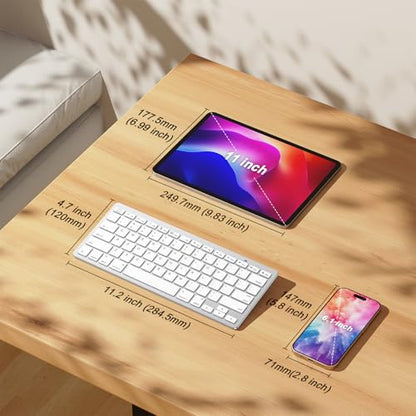 OMOTON Ultra-Slim Bluetooth Keyboard for iPad 11th/10th/9th/8th/7th, iPad Pro/Air/Mini and iPhone Series, Wireless iOS Keyboard with 12 Multimedia Keys for Office, Home, Travel, School, White - color: White