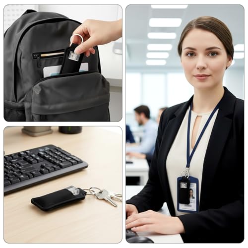 4PCS Anti Lost Thumb Flash Drive Holder with Keychain, USB Flash Drive Case, Small Portable Leather USB Storage Case Travel Protective Cover Carrying Cases for Usbs Flashs Drives Easy Storage