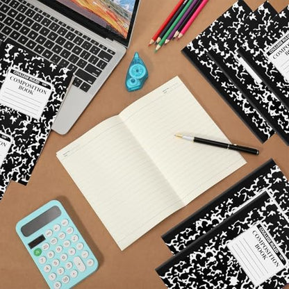 Fainne 60 Pack Composition Notebooks College Ruled A5 Composition Notebook Bulk Marble Notebooks 30 Sheets (60 Pages) for Student Journal Classroom Office School Supplies(Black Color) - color: Black Color