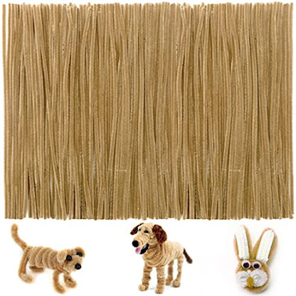 Iooleem 200pcs Light Brown Pipe Cleaners, Chenille Stems, Pipe Cleaners for Crafts, Pipe Cleaner Crafts, Art and Craft Supplies. - color: Light Brown, size: Small Pack