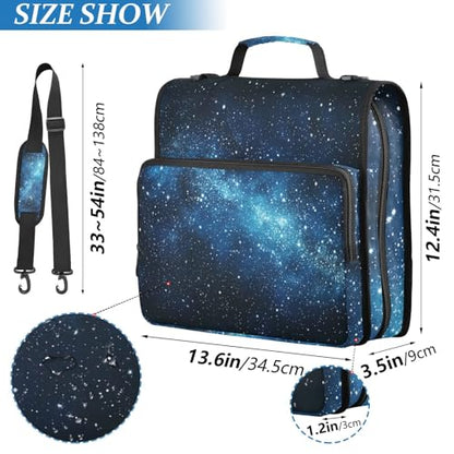 Blue Star Zipper Binder 3 Ring 1.5 Inch School Binder Organizer with Shoulder Strap Handle File Folder Pockets Large Capacity Students Girl Boy Men Office Work - color: Blue Star