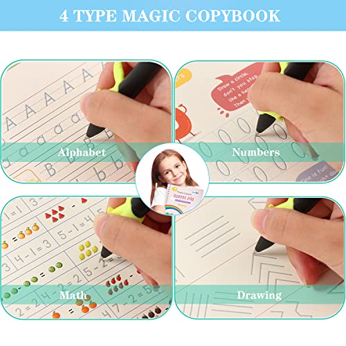 Handwriting Book Practice for Kids,Reusable Grooved Handwriting Workbooks | Magic Grooved Writing Practice for Kids Age 3-5 - size: 5.1inx7.1in
