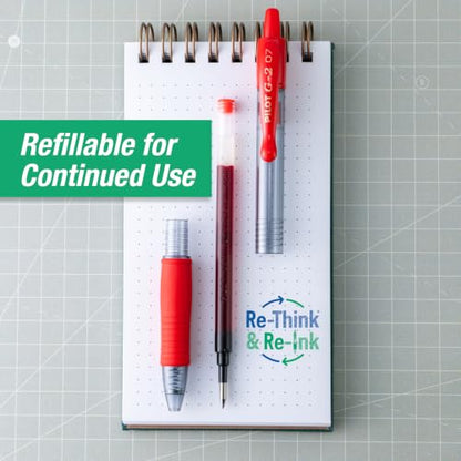 Pilot G2 Premium Gel Roller Pens, Fine Point 0.7 mm, Red Pens, Pack of 4 - Ideal for School, Journaling & Office Writing - color: Red