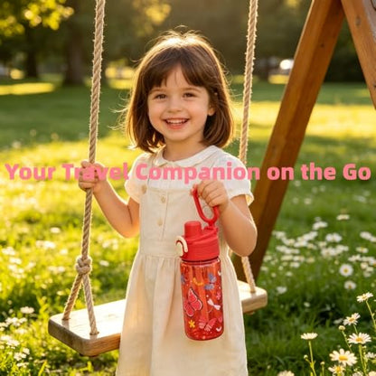 Flip, Bite and Sip 3-in-1 Straw Kids Water Bottle, Leak-proof, 13oz | Sturdy and Drop-resistant, with Handle, BPA Free, Dishwasher Safe, Perfect for School, Travel, and Home - color: Elf