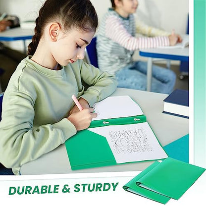 Yeaqee 60 Pcs Green Plastic Folders with Pockets and Prongs Plastic Folder 2 Pockets 3 Prongs with Card Slot for Office, School for Students, Teachers, Office Workers - color: Green