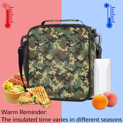 Pardick Camouflage Themed Boys Lunch Bag,Camo Army Green Kids Insulated Lunch Box with Adjustable Shoulder Strap Waterproof Lunch Bento Tote Bag Thermal Lunch Box for School Picnic Travel Outdoor - color: Camouflage