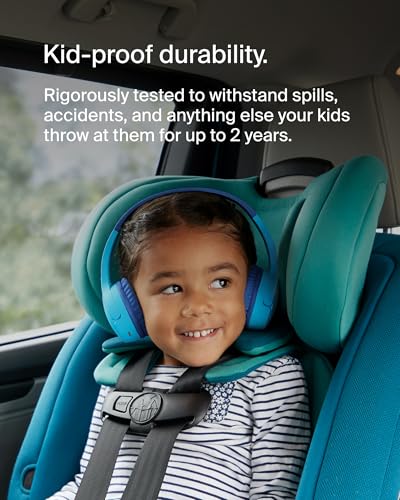 Belkin SoundForm Mini - Wireless Bluetooth Kids Headphones, 30H Battery, 85dB Safe Volume Limit, Built-in Microphone - Toddler On-Ear Earphones for iPhone, iPad - Ideal for School - Blue w/Case - color: Blue, style: Wireless (USB-C) + Case