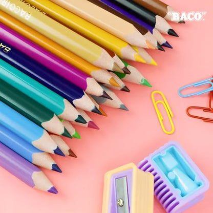 BACO JUMBO Triangular Coloured Pencils Tip 33 mm Rainbow 24 Pieces