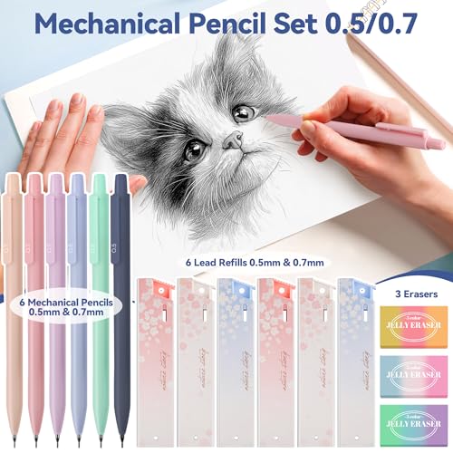DazSpirit 61PCS Aesthetic College School Supplies Set with Cute Pencil Case | Pastel No Bleed Highlighters, Gel & Erasable Pens, Mechanical Pencils, Refills & Sticky Notes, Complete Stationery Kit - color: Blue