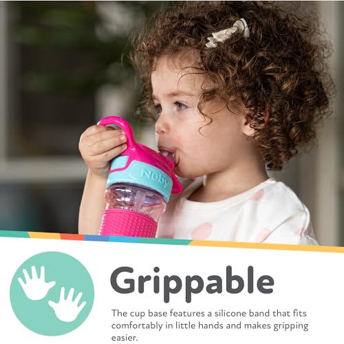 Nuby Thirsty Kids Flip-It No-Spill Toddler Sippy Cup with Soft Spout - 12 oz - 18+ Months - Pink Leopard - Back to School Essentials - color: Pink Leopard, size: 12 Ounces