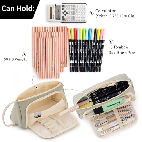 EASTHILL Big Capacity Pencil Case Pouch Pen Case Simple Stationery Bag School College Office Organizer for Teens Girls Adults Student - color: Light Green XW