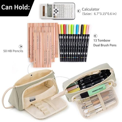 EASTHILL Big Capacity Pencil Case Pouch Pen Case Simple Stationery Bag School College Office Organizer for Teens Girls Adults Student - color: Light Green XW