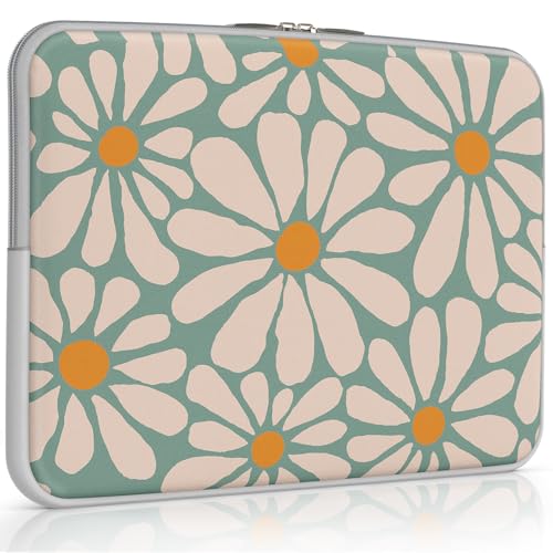 iCasso Laptop Sleeve 13 inch for MacBook Air 13-13.6 inch, Chic Laptop case for MacBook Pro 13 inch, Slim Protective Travel Carrying Case for MacBook Pro 14 inch, Chromebook, HP, Dell, Green Daisy - color: Green Daisy, size: 13-14 Inch