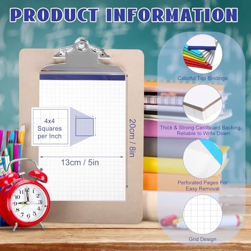 Jetec Small Graph Paper Notepad 5 x 8 Inch Mini Notebook Double Sided Memo Pads Back to School Supply Pocket Notepad Assorted Colors 50 Sheets Graph Paper Notebook(Grid(4x4),8 Pcs)
