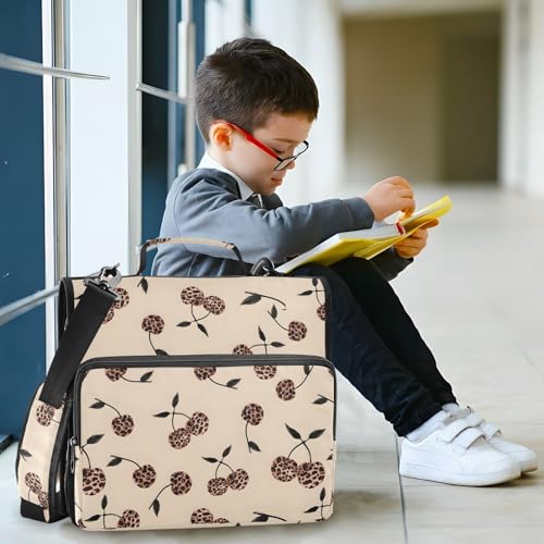 3 Ring Zipper Binder Leopard Cherry Binders Bag with Shoulder Strap 500 Sheets Paper Organizer Trapper Keeper Documents Storage File Folder for School Office - color: A430