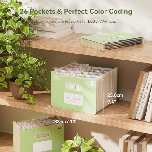 EcoStash 26포켓 아코디언 파일 오거나이저, 밀짚 파일 폴더, 업라이트 및 오픈 탑, A-Z 지폐 영수증 오거나이저, 100% BPA 프리, 자연으로 돌아가기, 건강한 생활, 레터/A4 사이즈 - 민트 그린 - color: 민트 그린., size: 26 Pockets