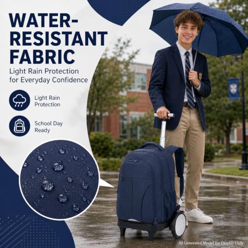 gxtvo Large Wheels & Quiet Glide | Men & Women Roller Backpack with Wheels - Water-Resistant Wheeled Bag with Lunch Box for Office, Travel & College - Blue - color: Rolling Backpack Reflective Blue