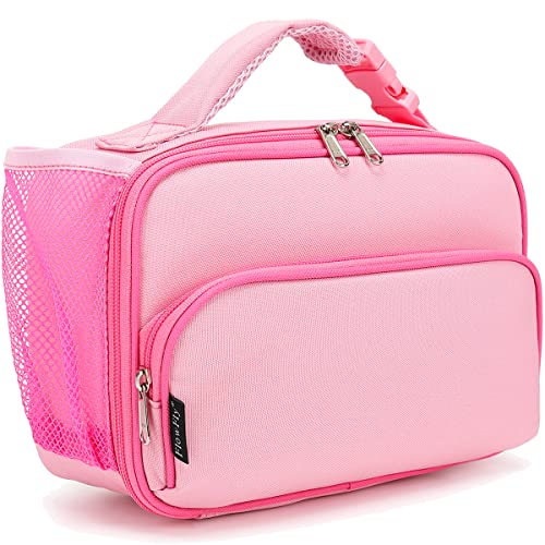 FlowFly Kids Lunch box Insulated Soft Bag Mini Cooer Back to School Thermal Meal Tote Kit for Girls, Boys,Pink - color: Pink#52