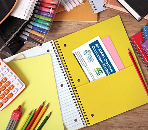 Better Office Products Spiral Notebooks 3-Subject, Wide Rule, 120 Sheet Notebook with Sturdy Pocket Dividers, 10.5 x 8 inches, 6 Assorted Primary Colors, 6 Pack