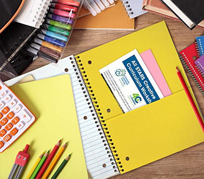 Better Office Products Spiral Notebooks 3-Subject, Wide Rule, 120 Sheet Notebook with Sturdy Pocket Dividers, 10.5 x 8 inches, 6 Assorted Primary Colors, 6 Pack