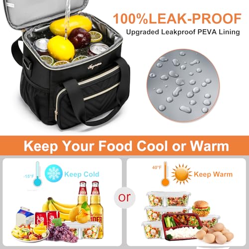 Insulated Lunch Bag Women,Girls Large Lunch Box Leakproof Lunch Tote Reusable Cooler Bag for Adult Work Picnic Hiking Beach - size: L