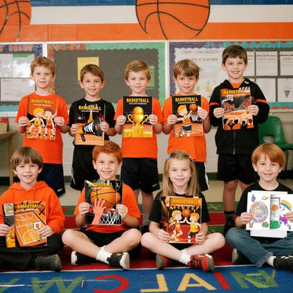 BenLouis 24 Basketball Mini Coloring Books Kids with 24 Stacking Crayons Basketball Party Favors Activity Books Bulk for Kids Sports Goodie Bag Gift Stuffer Classroom Reward - style: Basketball