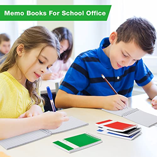 Thenshop 100 Pads Spiral Memo Pads Bulk 3 x 5 Inch Small Pocket Notepad Top Bound Lined 60 Sheets Mini Notebooks for School College Office Home Supplies (Black,Green,Dark Blue,Red) - color: Black, Green, Dark Blue, Red