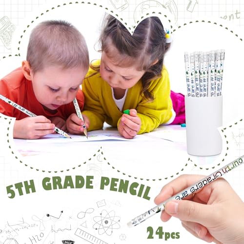 Tenceur 24 Pcs 4th Graders Pencils Bulk Motivational Pencils with Erasers Inspirational Pencil with Back to School Supplies for Kids Student Teacher Classroom Reward - style: 4th Graders