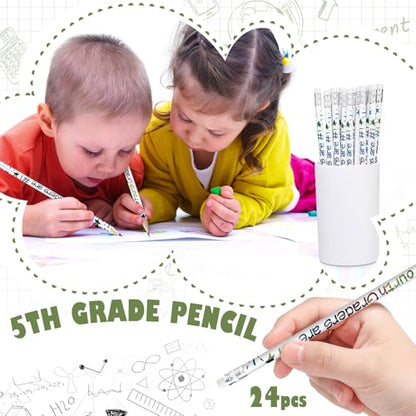 Tenceur 24 Pcs 4th Graders Pencils Bulk Motivational Pencils with Erasers Inspirational Pencil with Back to School Supplies for Kids Student Teacher Classroom Reward - style: 4th Graders