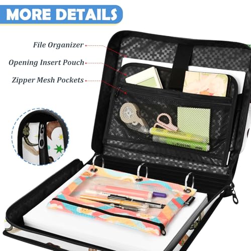 Personalized Name Binder Bag, Cowgirl Wild West Running Horse Black Zipper Binder 3 Ring, Multi-Pocket School & Office Personalized Binder Organizer, Compatible with 14-Inch Notebook - color: Option E