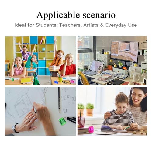 4 Pack Pencil Sharpeners with Lid, Dual Holes Handheld Pencil Sharpener Manual, Mini Sharpener with Shavings Container for School, Office, Classroom Supplies