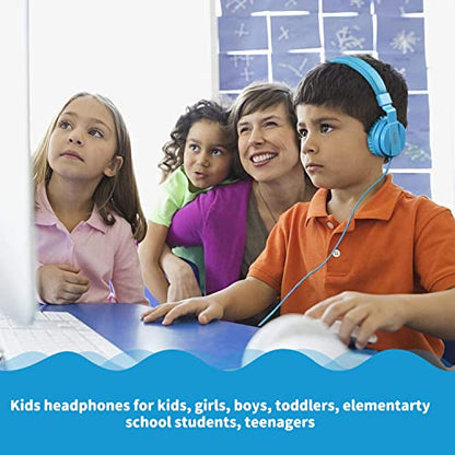 ONTA Kids Headphones for Boys Girls - Child Student Headset Wired Plug Toddler Earphones School Teen on Ear for Ipad | Computer | Smart Phone | Amazon Fire Tablet | Laptop | Plane Travel | Game, Blue - color: Blue