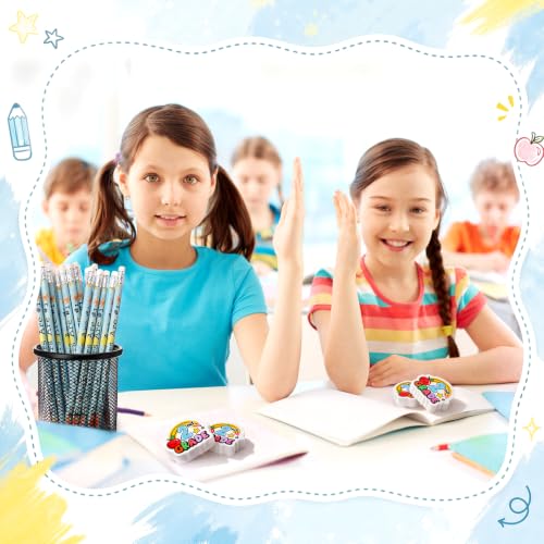 48 Pcs/24 Sets 2nd Graders Pencils and Erasers Bulk Set Motivational Pencils Back to School Supplies for Kids Student Inspirational Teacher Classroom Reward Party Favors Gifts - style: 2nd Grader