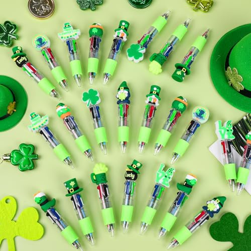 DIYASY 30 Pcs St. Patrick's Day Mini Multicolor Ballpoint Pens, St. Patrick's 4-in-1 Multicolored Retractable Pen Bulk Cute Pens Supplies - style: St. Patrick's 2