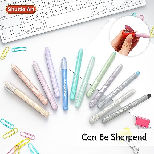 Shuttle Art Bible Highlighters and Pens No Bleed, 12 Dusty Colors Gel Highlighters No Bleed Through, Bible Journaling Supplies, Great for Journaling Highlighting and Studying - color: 12 Dusty Colors
