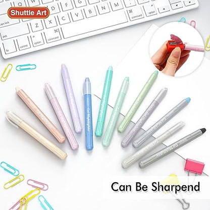Shuttle Art Bible Highlighters and Pens No Bleed, 12 Dusty Colors Gel Highlighters No Bleed Through, Bible Journaling Supplies, Great for Journaling Highlighting and Studying - color: 12 Dusty Colors