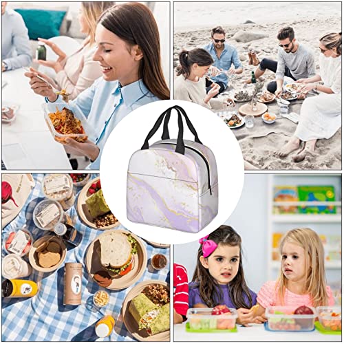 Lunch Bag Pastel Pink Purple Gold Marble Insulated Lunch Box Cooler Tote for Adults Kid Girl Women Work Office School Picnic Beach Reusable Lunchbox Over 3 Years Old - color: B03