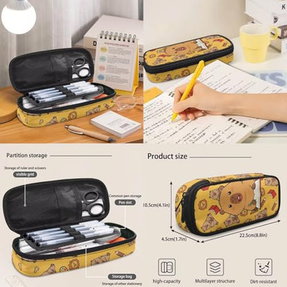 6-12 Girls School Bookbag Set with Insulated Lunch Box, Pencil Case & Water Bottle Holder - Cute Studying Capybara Lightweight Daypack for Back to School Season - color: Studying Capybara