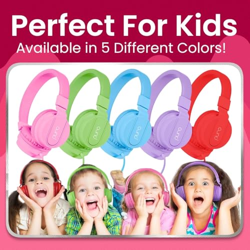 Puro Sound Labs Kids Wired Headphones – Volume-Limiting & Adjustable, Safer & Comfortable Headphones for Kids – Compatible with PCs, Smartphones & Tablets, Ideal for School & Travel – PuroBasic, Pink - color: Pink