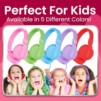 Puro Sound Labs Kids Wired Headphones – Volume-Limiting & Adjustable, Safer & Comfortable Headphones for Kids – Compatible with PCs, Smartphones & Tablets, Ideal for School & Travel – PuroBasic, Pink - color: Pink