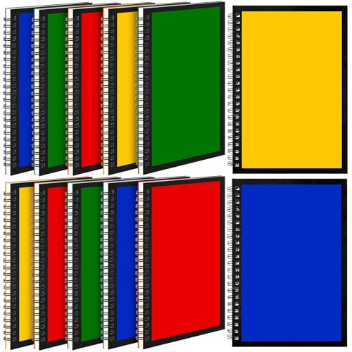 Leelosp 12 Pcs Small Spiral Notebook Lined Spiral Journal College Ruled Notebook Wire Bound Kraft Cover, 120 Pages for Work (Blue,Green,Yellow,Red,5.5 x 8.3 Inch) - color: Blue,Green,Yellow,Red, size: 5.5 x 8.3 inch