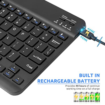 Bluetooth Keyboard Mini Wireless Keyboard for Apple iPad 10th/11 Generation, Amazon Fire HD 10/8 Max 11, Samsung Tablet, Android Phone - 10-Inch Slim, Portable, Rechargeable, Black - color: 10 inch Black