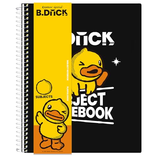 Comix Plastic Cover 3 Subject Notebook, Black, 150 Sheets | College Ruled, 3 Divider, Letter Size, Office/School/Home - color: Black