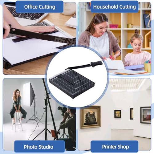 ISDIR 12” Heavy Duty Metal Paper Cutter - 15 Sheet High Capacity Guillotine Trimmer with Blade Safety Lock & Magnetic Guide, Professional Craft Cutter for Cardstock, Photos, DIY & Office - color: 12"black